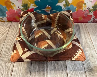 Handmade Microwavable Safe Bowl Cozy: Footballs