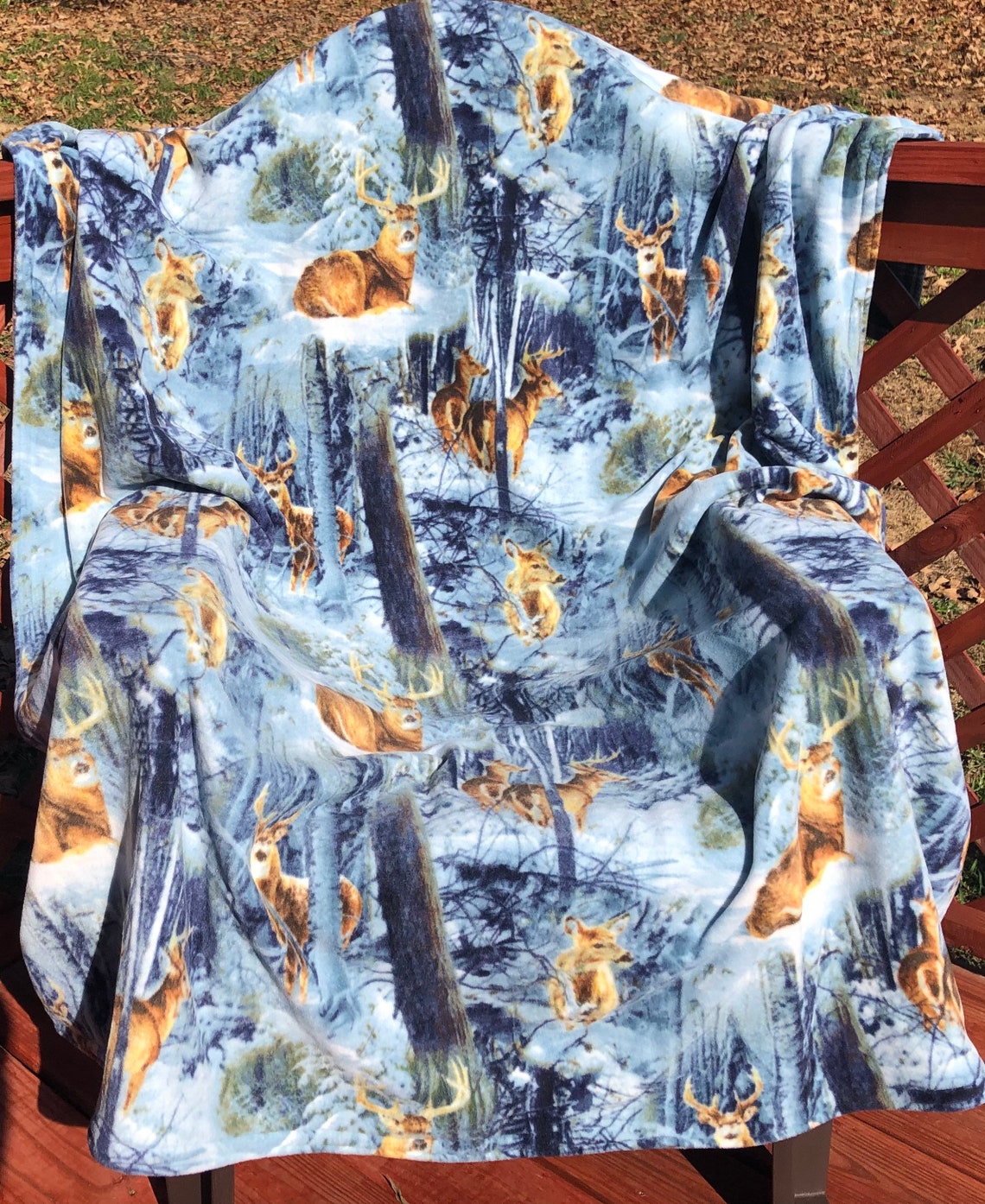 Winter Deer Fleece Throw Etsy