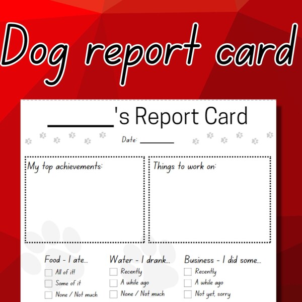 Dog Report Card - Etsy