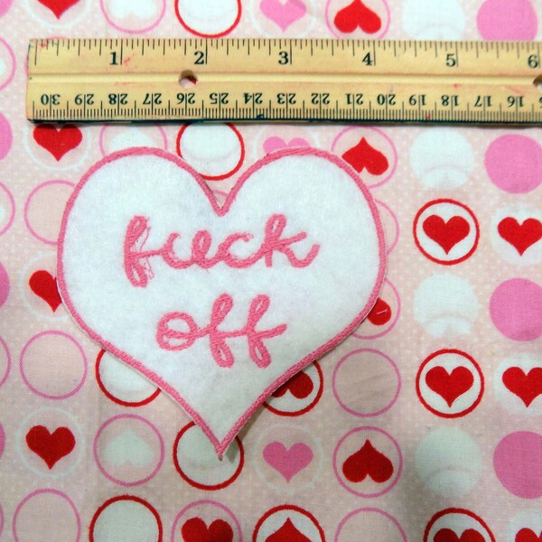 Fuck Off Heart Iron-On Patch