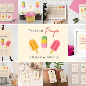 Ready to POP Baby Shower Master Bundle, Girl Summer Baby Shower Invite, Popsicle Shower Invite, Signs, Game, Welcome Sign 0022BS