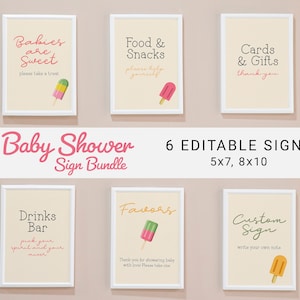 Klaar om te knallen baby shower tekenbundel, 6 borden, popsicle babyshower, baby's zijn lief, gunsten teken, kaarten en geschenken, zomerdouche 0022BS