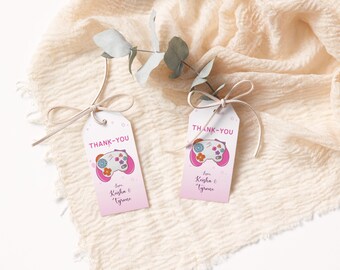 Player 3 is Entering Baby Shower Favor Tag, Thank You Tag, Gift Tag, Editable Video Game Controller Nerdy Gamer Pink for Girl 0026BS
