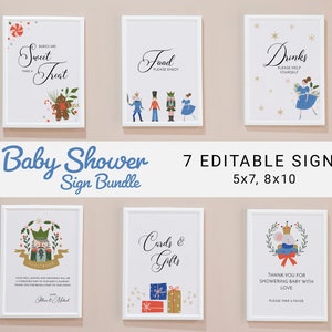 Sinais de chá de bebê quebra-nozes, sinais de mesa de quebra-nozes, sinais de mesa de feriado, sinal de livro de visitas de quebra-nozes, sinais de lembranças de férias, personalizado 0049BS