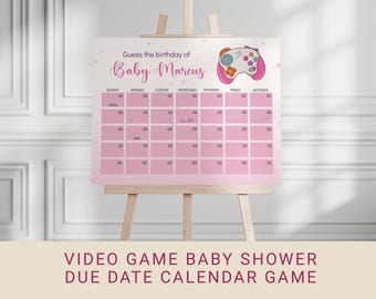 Player 3 is Entering Due Date Calendar Game, Video Game Baby Shower, Guess Baby's Birthday, Nerdy Gamer Pink Sign Sprinkle Controller 0026BS