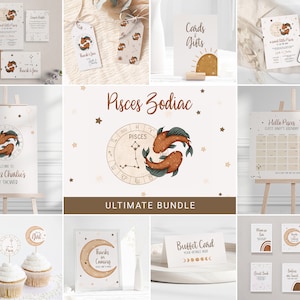 Boho Babypartyeinladung, Geschenk Favor Tag Willkommensschild Cupcake Topper Essen Buffet Kartenspiel Wintermond 0065BS