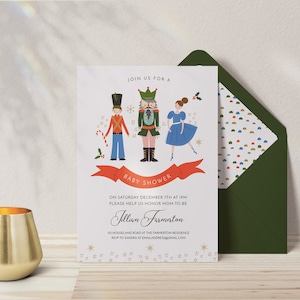 Nutcracker Baby Shower Invitation, Nutcracker Invitation, December Shower, Winter Baby Shower Invitation, Nutcracker Shower Invite 0049BS