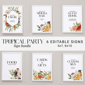 Bouquet di frutta tropicale Segni di festa, cibo, libro degli ospiti, Mimosa Bar, cibo, bomboniere, personalizzato, estate moderna nuziale Baby Shower Rose floreali 0067BS