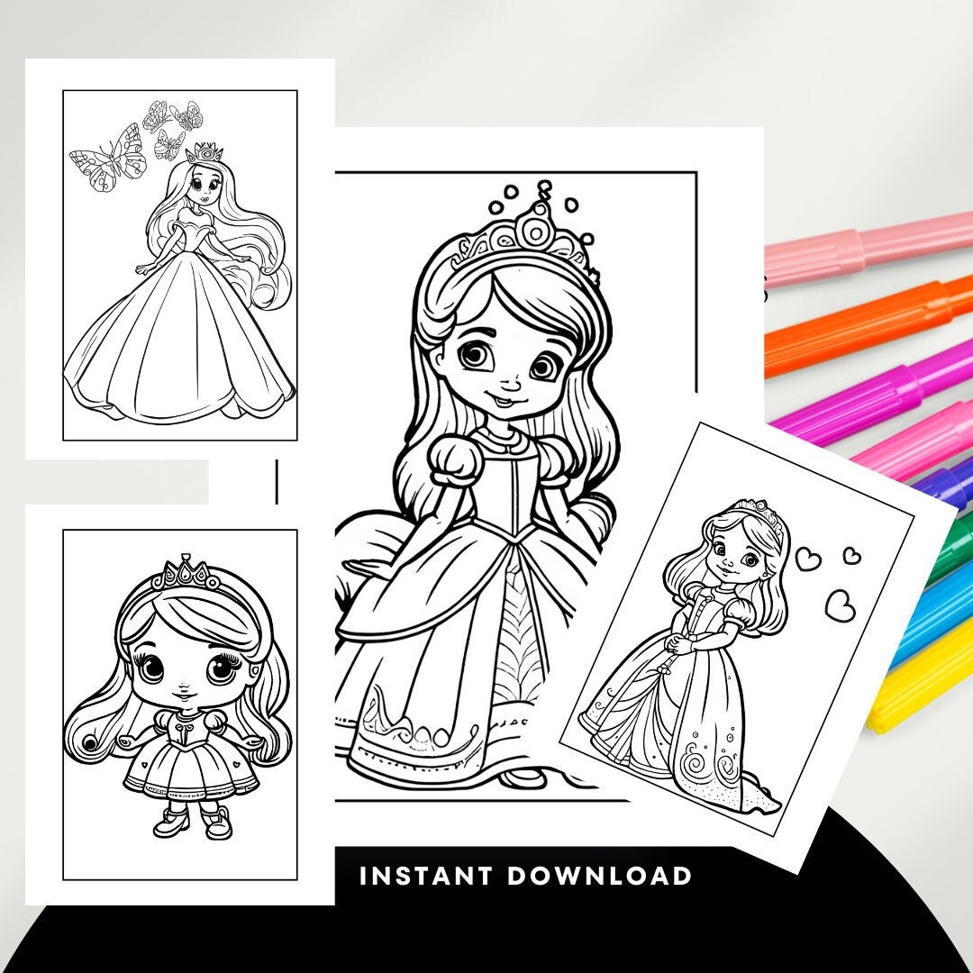 Princess Printable Coloring Book Coloring Page Procreate Coloring Princess Printable Coloring Book Coloring Page Procreate Coloring