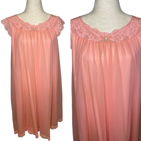 60s Shadowline pink babydoll nightgown | vintage … - image 1