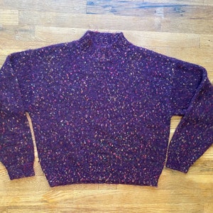 90s Leslie Fay Sport speckled mohair mock neck sweater | vintage mohair sweater | size M
