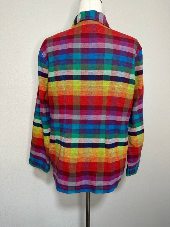 90s rainbow plaid chore jacket | vintage bright p… - image 8