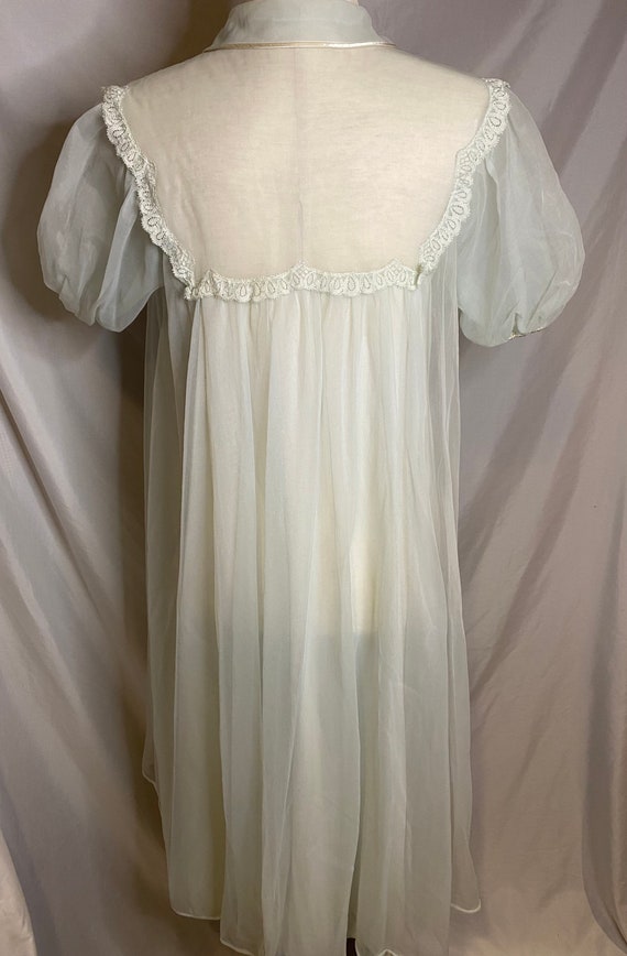 60s Gotham Gold Stripe minty sheer lace peignoir … - image 7