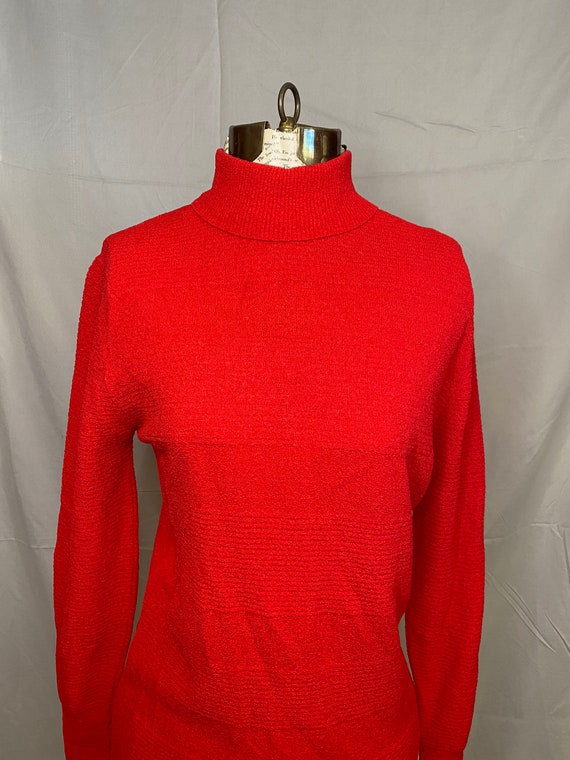 60s Exmoor vibrant red mod turtle neck top // vin… - image 1