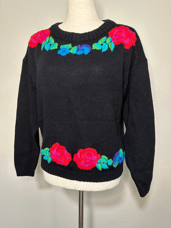 80s Nicole Curie bright floral sweater | vintage … - image 4