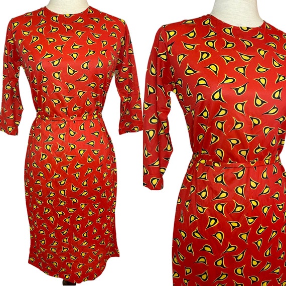 60s fun abstract print shift dress | vintage mod … - image 1