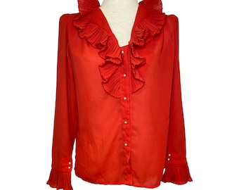 ruffled high collar blouse