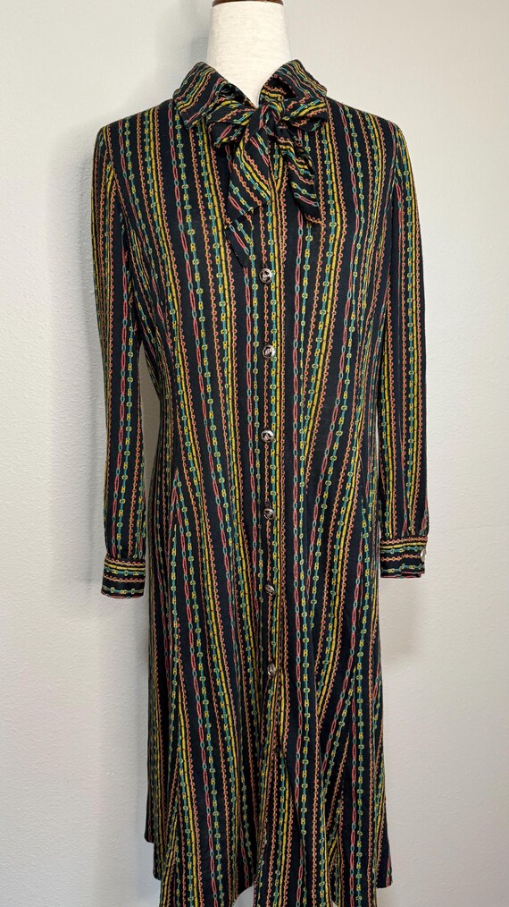 60s Abe Schrader by Belle Saunders striped jersey shirt dress with neck bow | vintage 1960s Abe Schrader striped shirt dress View 6