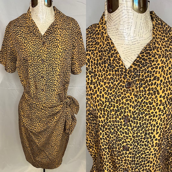 80s FY2 leopard print wrap dress | vintage leopar… - image 1