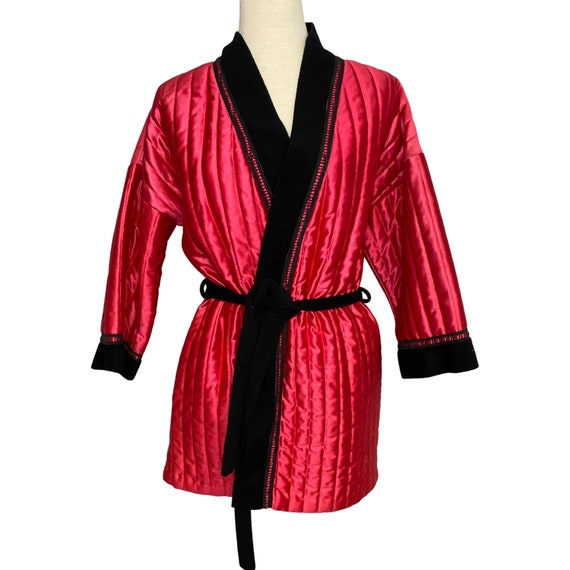60s Montgomery Ward hot pink satin quilted robe | vin… - Gem