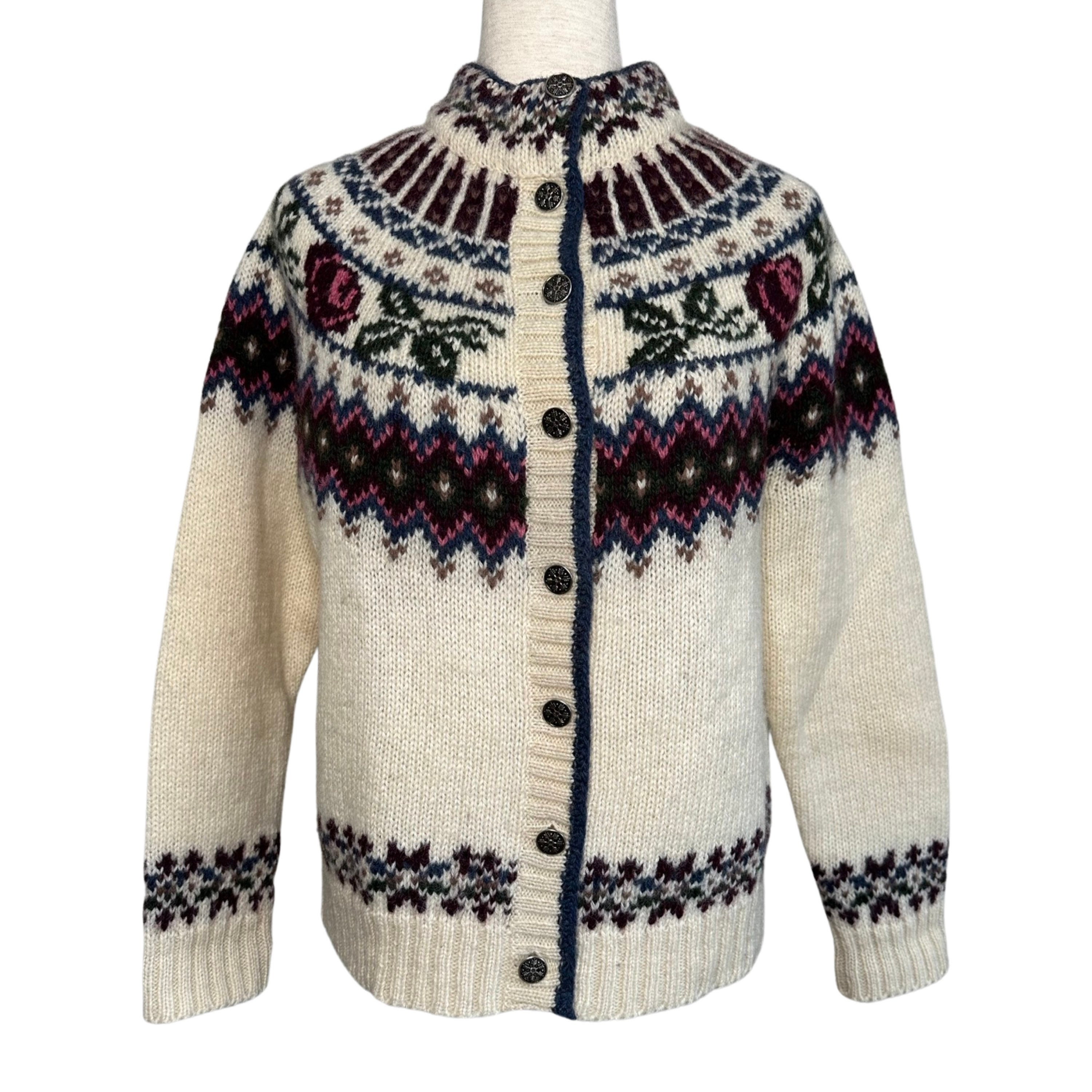90s Woolrich Wool Rose Fair Isle Cardigan Vintage Wool - Etsy Canada