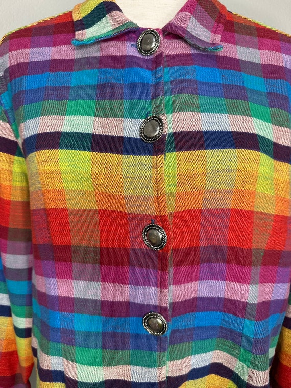 90s rainbow plaid chore jacket | vintage bright p… - image 6