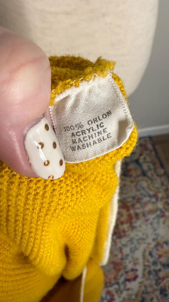 Vintage 50s Mustard Yellow Orlon Knit Cardigan - image 6