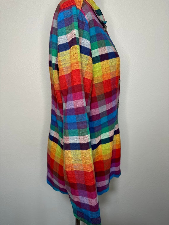 90s rainbow plaid chore jacket | vintage bright p… - image 7