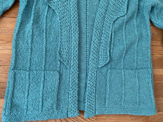 70s Campus Casuals bright teal boucle cardigan | … - image 7