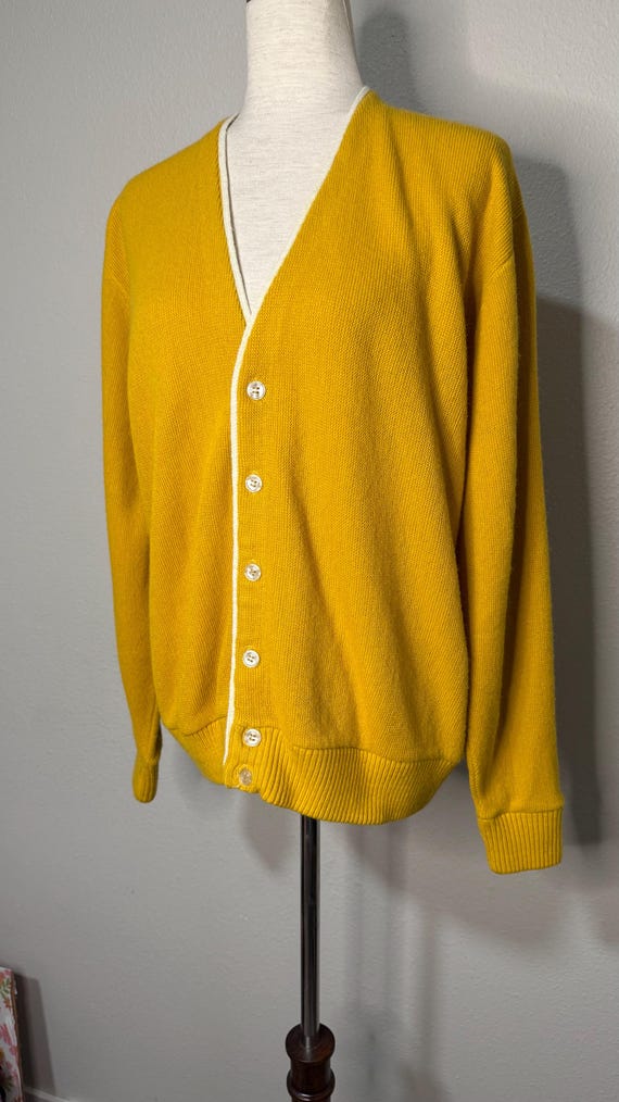Vintage 50s Mustard Yellow Orlon Knit Cardigan - image 4
