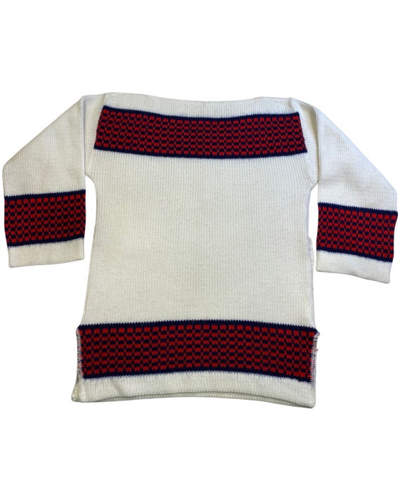 JuniperLouVintage 70s Boatneck Boho Sweater | Vintage Boho Hippie Sweater | Vintage Striped Knit Sweater