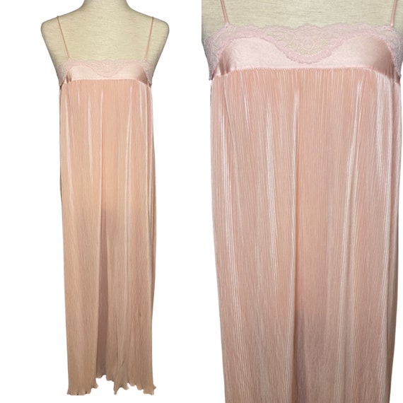 80s Miss Elaine long pink nightgown | vintage Mis… - image 1