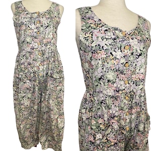 80s Kathy Sunada cropped floral jumpsuit | vintage floral jumpsuit | 80s cropped floral jumpsuit | Laura Ashley style floral jumpsuit