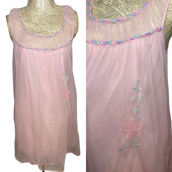 70s Gaymode sheer pink nightgown | vintage gaymod… - image 1