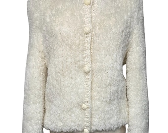 70s Shaggy Knit Cardigan | Vintage Chunky Sweater