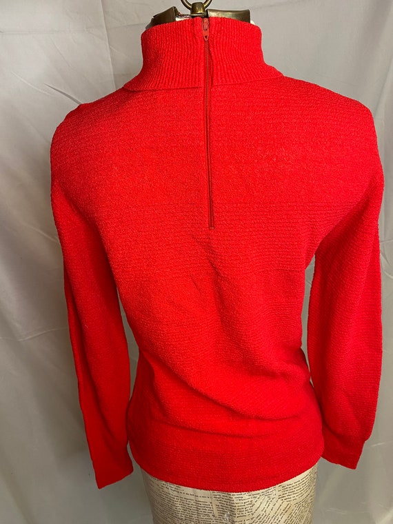 60s Exmoor vibrant red mod turtle neck top // vin… - image 7