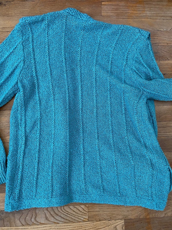 70s Campus Casuals bright teal boucle cardigan | … - image 10