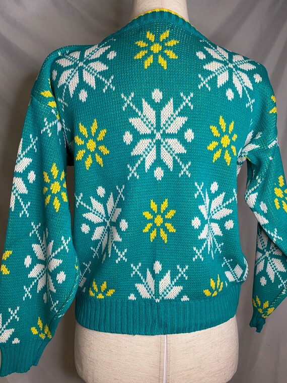 80s Après Sport bright teal and yellow snowflake … - image 7