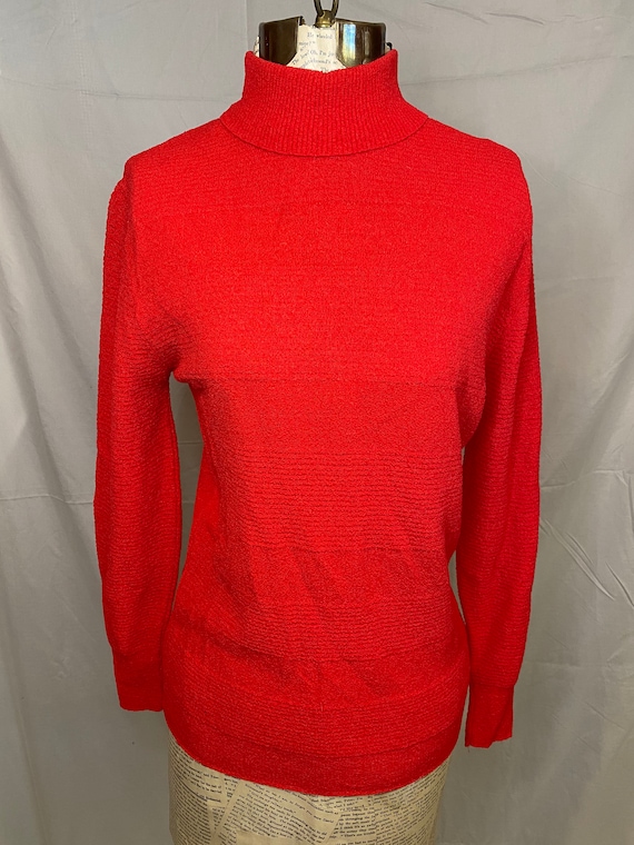 60s Exmoor vibrant red mod turtle neck top // vin… - image 2