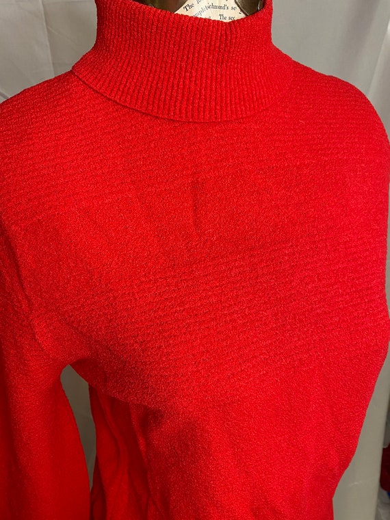 60s Exmoor vibrant red mod turtle neck top // vin… - image 3