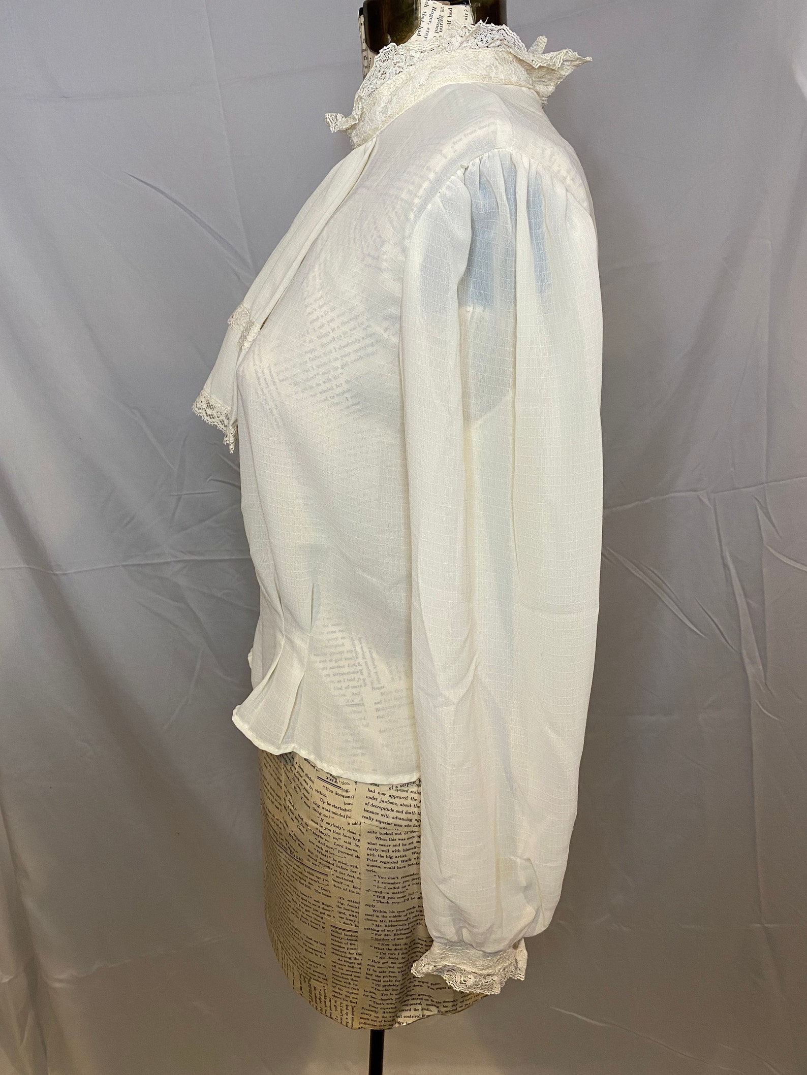 80s First Glance Jabot Sheer Lace Blouse // Vintage Jabot Top Etsy