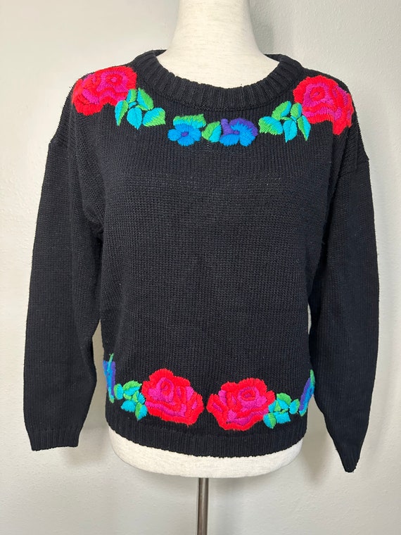 80s Nicole Curie bright floral sweater | vintage … - image 2