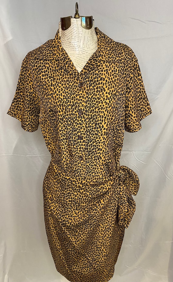 80s FY2 leopard print wrap dress | vintage leopar… - image 3