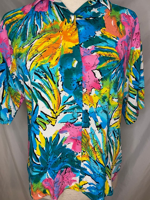 90s Judy Knapp California bright tropical abstrac… - image 2
