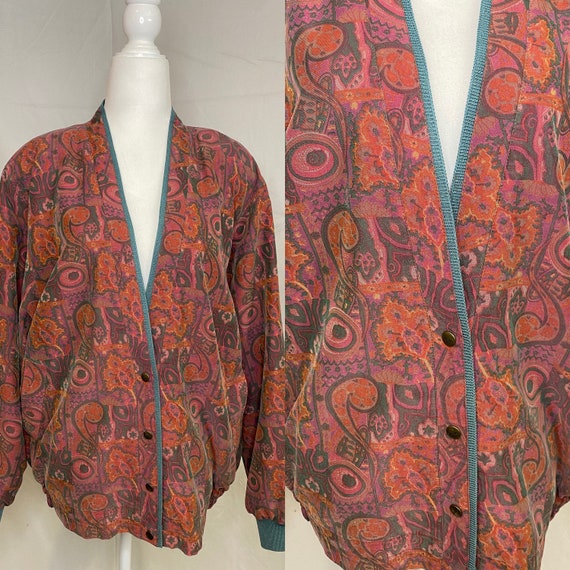 80s SinJin silk paisley bomber jacket | vintage p… - image 1