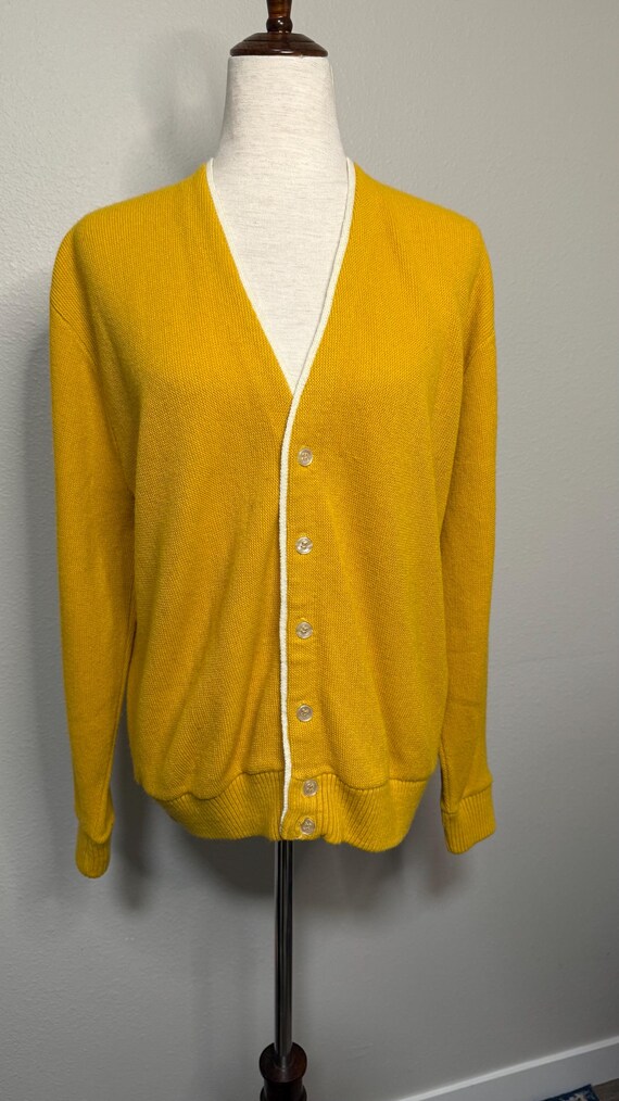 Vintage 50s Mustard Yellow Orlon Knit Cardigan - image 2