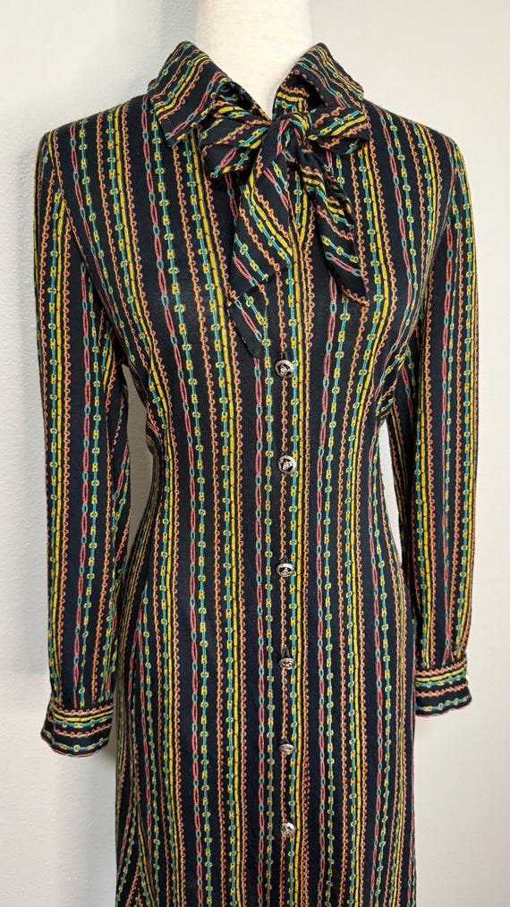 60s Abe Schrader by Belle Saunders striped jersey shirt dress with neck bow | vintage 1960s Abe Schrader striped shirt dress View 4