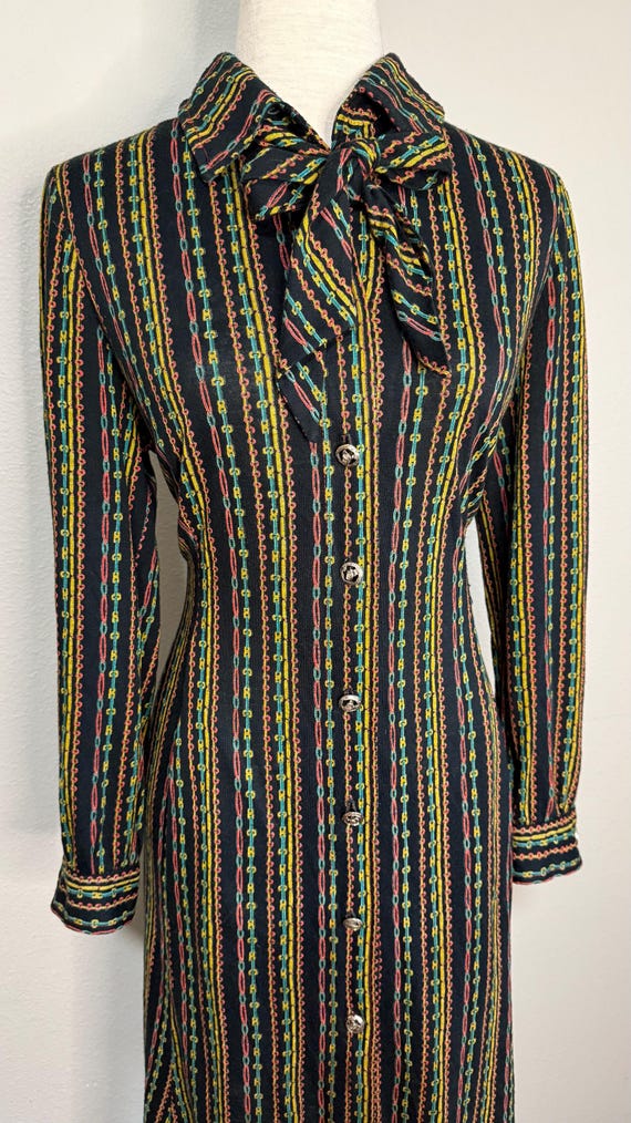60s Abe Schrader by Belle Saunders striped jersey shirt dress with neck bow | vintage 1960s Abe Schrader striped shirt dress View 5
