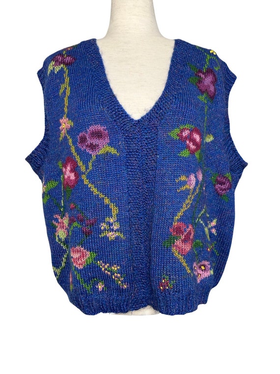 80s/90s cottage core floral sweater vest | iridesc
