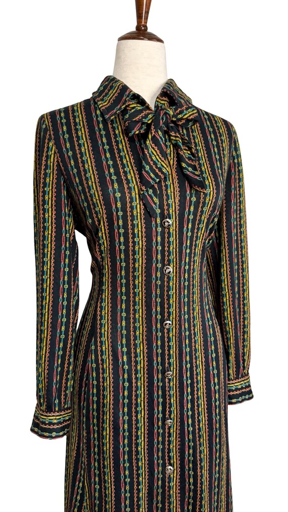 60s Abe Schrader by Belle Saunders striped jersey shirt dress with neck bow | vintage 1960s Abe Schrader striped shirt dress View 3